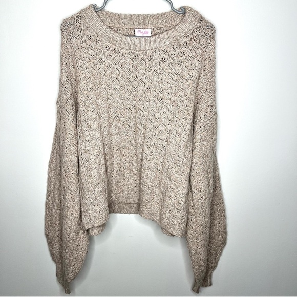 Pink Lily Boutique Cream Beige Chunky Oversized Knitted Sweater Size Extra Large - Picture 3 of 13